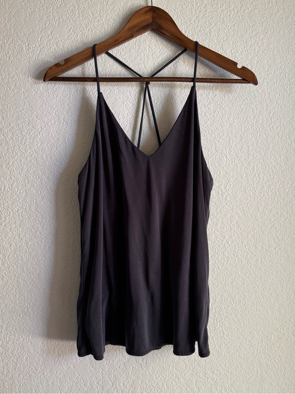 LOFT Small Charcoal Strappy Open Back Modal Cami Tank Top